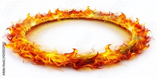 Vibrant Colorful Fire Ring PNG, Isolated Flame Circle for Design Projects
