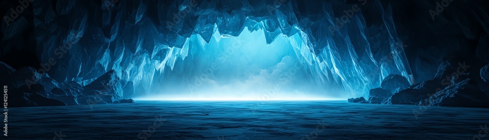 Obraz premium Serene view of an illuminated cave entrance.