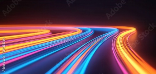 Dynamic motion speed background with futuristic blue technology lights, representing high-energy night traffic and modern transportation visuals.