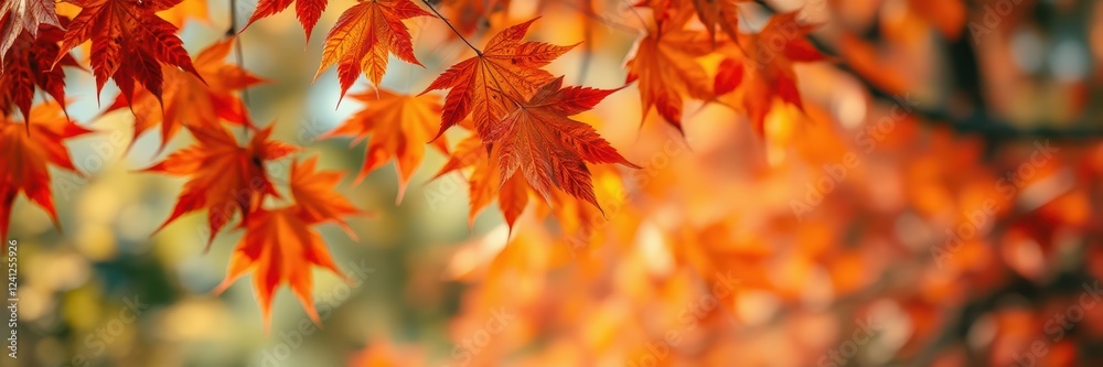 Vibrant autumn leaves create a stunning display of orange hues in a serene forest setting during the fall season Vibrant autumn leaves create a stunning display of orange hues in a serene forest setting during the fall season