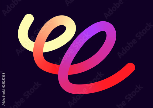 Abstract Vector Background with Curved Graphic Neon Color Gradient squiggle lines. 