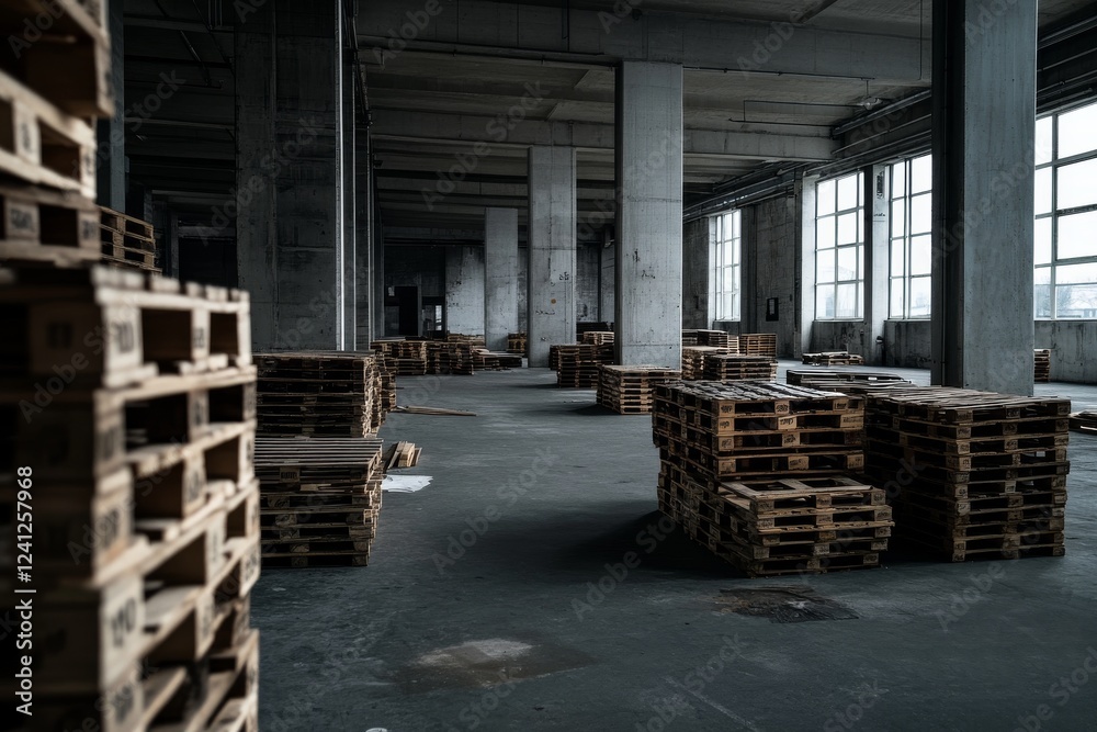 warehouse with wooden pallets warehouse with wooden pallets