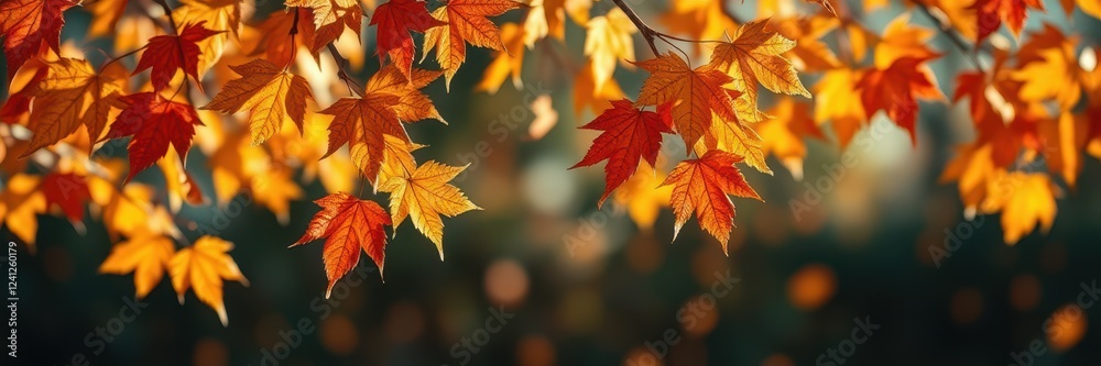 Vibrant autumn leaves glowing in warm sunlight during a peaceful afternoon stroll in the park Vibrant autumn leaves glowing in warm sunlight during a peaceful afternoon stroll in the park