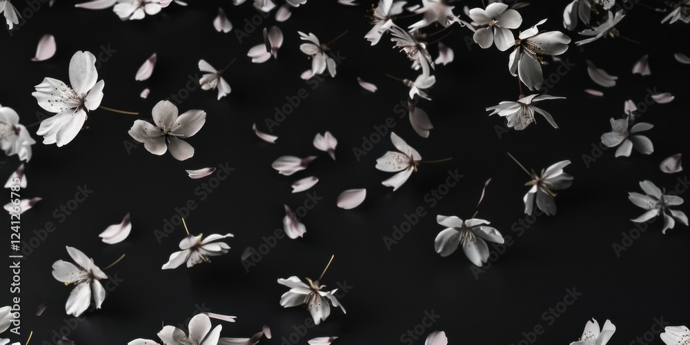 An all-black backdrop featuring subtle, minimalist floating fabric, Gentle and flowing layout An all-black backdrop featuring subtle, minimalist floating fabric, Gentle and flowing layout
