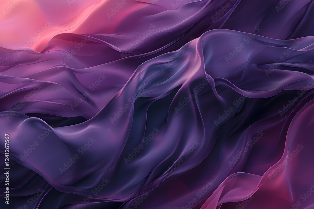 Obraz premium Illustration of An elegant abstract gradient, transitioning from soft blush pink to deep royal purple, with smooth, flowing curves and a sophisticated aesthetic. Ai Generate. 