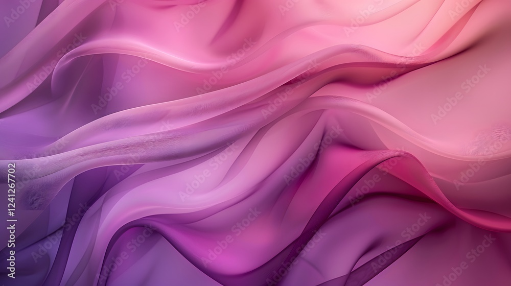 Fototapeta premium Illustration of An elegant abstract gradient, transitioning from soft blush pink to deep royal purple, with smooth, flowing curves and a sophisticated aesthetic. Ai Generate. 