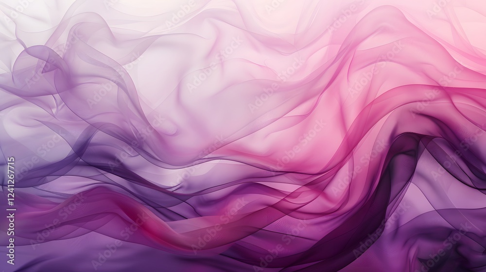 Obraz premium Illustration of An elegant abstract gradient, transitioning from soft blush pink to deep royal purple, with smooth, flowing curves and a sophisticated aesthetic. Ai Generate.