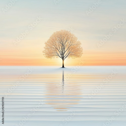 Calmness peace impact. A person meditating on a hilltop against a serene sunset, embodying.