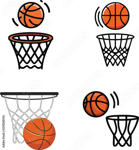 basketball ball hoop vector illustration