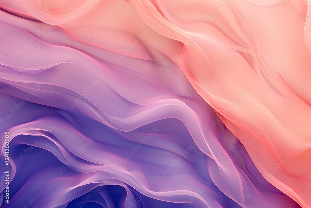 Obraz premium Illustration of An elegant abstract gradient, transitioning from soft blush pink to deep royal purple, with smooth, flowing curves and a sophisticated aesthetic. Ai Generate.