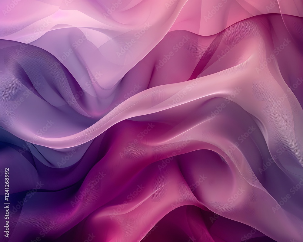 Obraz premium Illustration of An elegant abstract gradient, transitioning from soft blush pink to deep royal purple, with smooth, flowing curves and a sophisticated aesthetic. Ai Generate. 