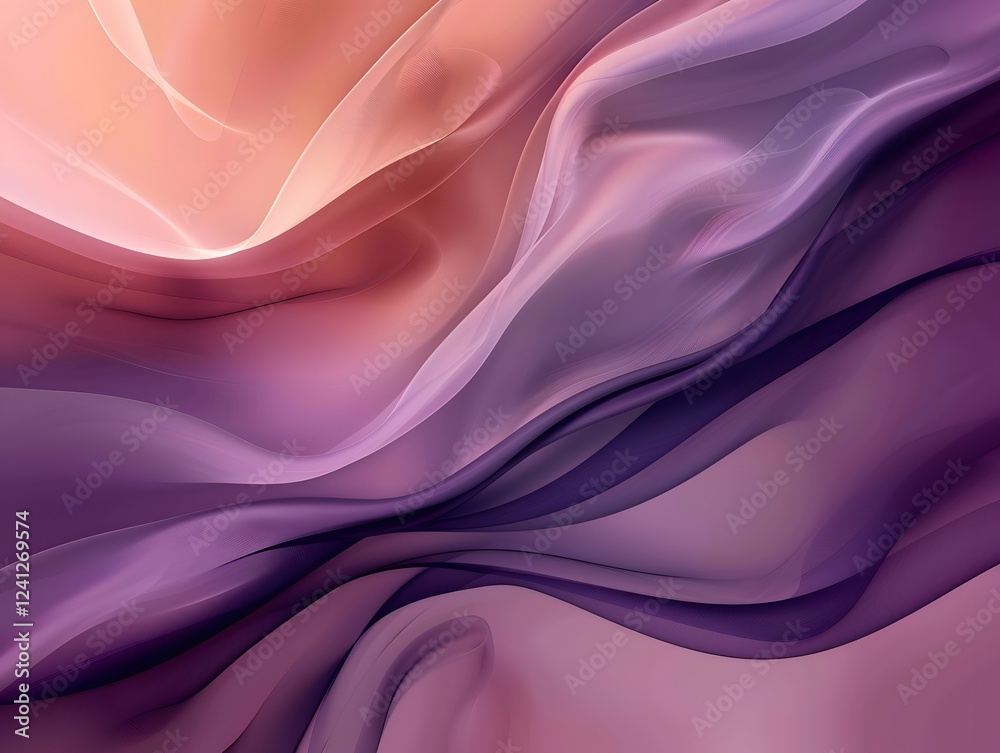 Obraz premium Illustration of An elegant abstract gradient, transitioning from soft blush pink to deep royal purple, with smooth, flowing curves and a sophisticated aesthetic. Ai Generate. 