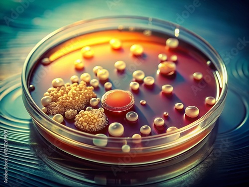 Vintage Style Photo: Pseudomonas aeruginosa Bacterial Colonies on MacConkey Agar photo