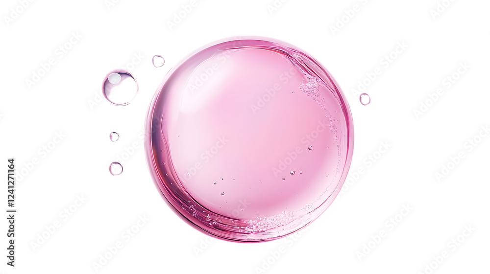 Obraz premium A close-up of several pink bubbles on a white background.