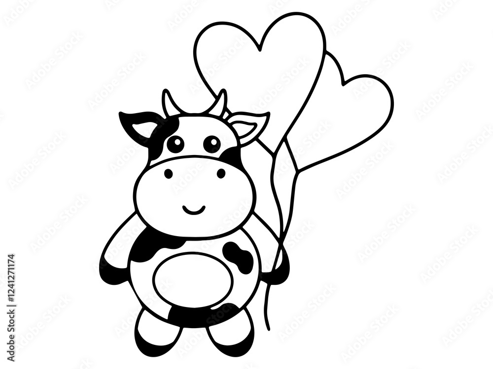 Valentines Day Pig Holding Balloons Outline Valentines Day Pig Holding Balloons Outline