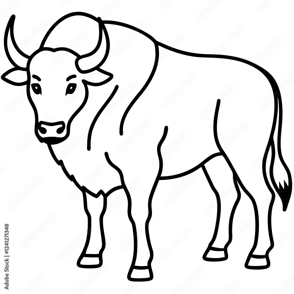Obraz premium One-Line Buffalo Vector Illustration