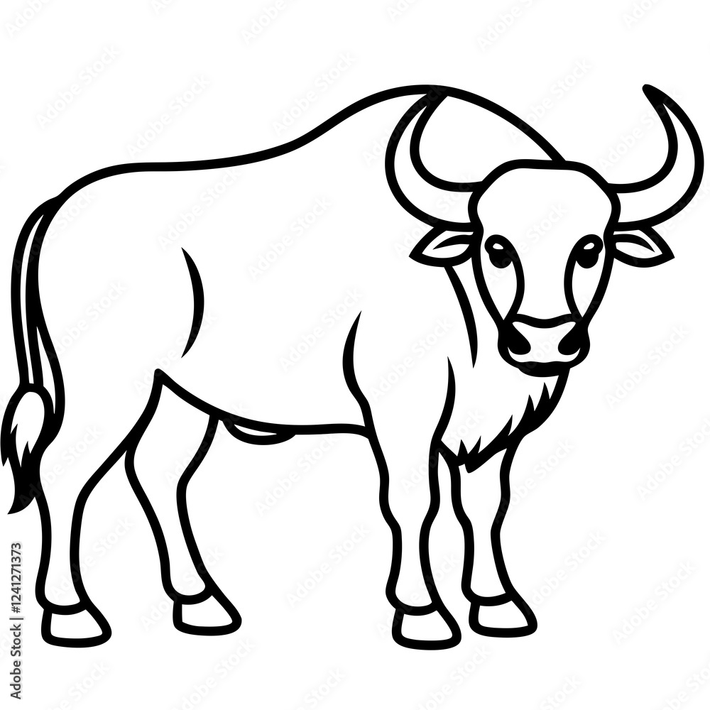 One-Line Buffalo Vector Illustration One-Line Buffalo Vector Illustration