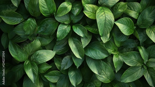 Lush tropical green leaves creating a vibrant and natural background, vibrant, background photo