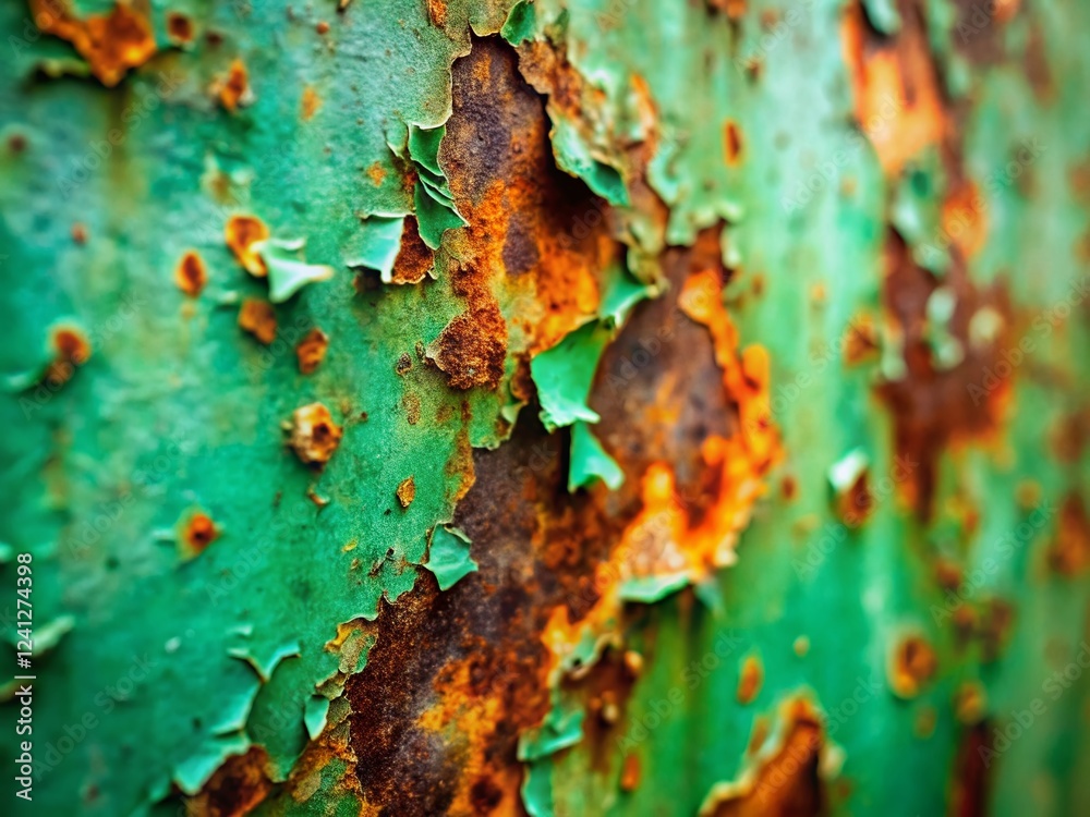 Fototapeta premium Weathered Green Metal Plate - Urban Exploration Texture Background