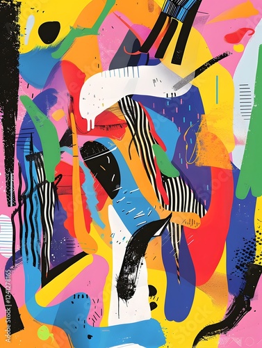 Illustration of Cluttercore: Embracing maximalism, this trend features bold colors, thick strokes, and overlapping graphics, perfect for fashion brands and design agencies aiming to stand out.