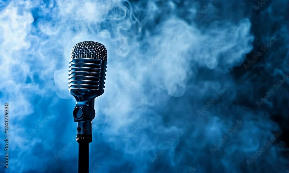 Retro microphone with chrome finish isolated on a white background, symbolizing vintage music and broadcast equipment