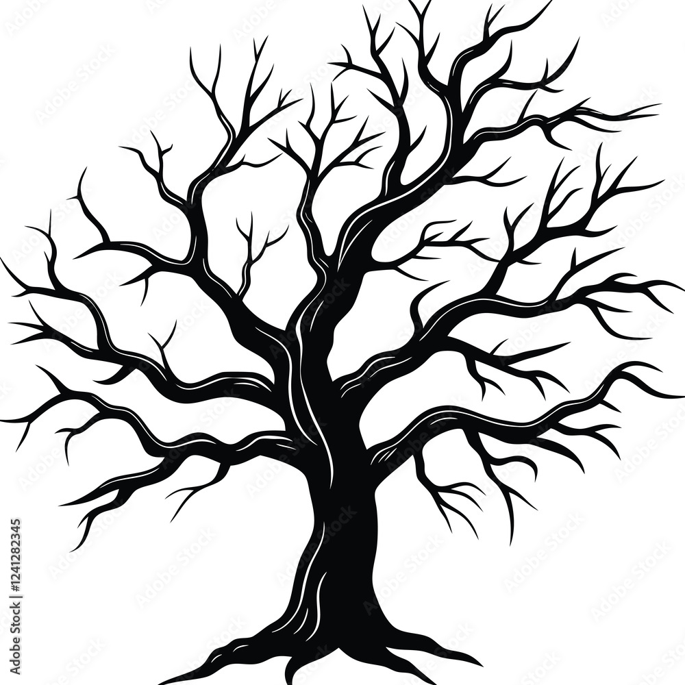 silhouette vector of a dead tree