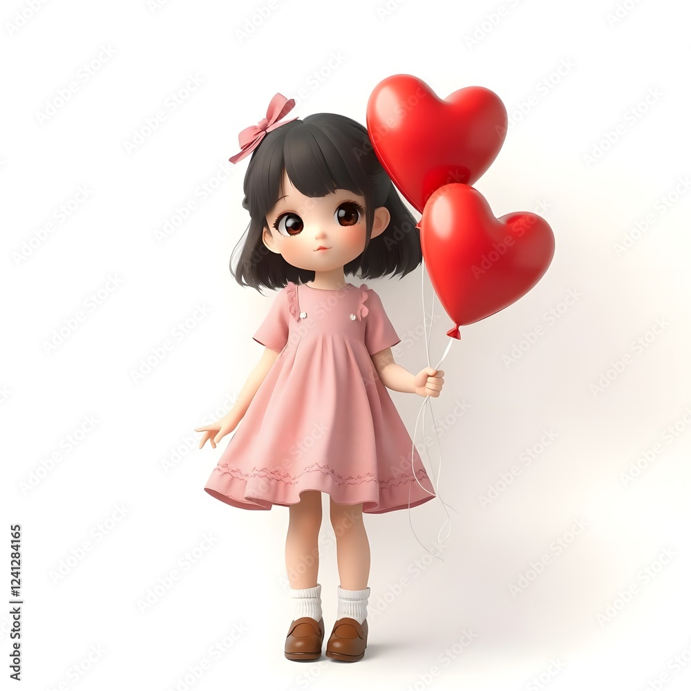 little girl with heart balloons little girl with heart balloons