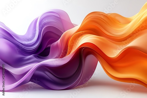 Abstract Purple and Orange Swirling Waves Design