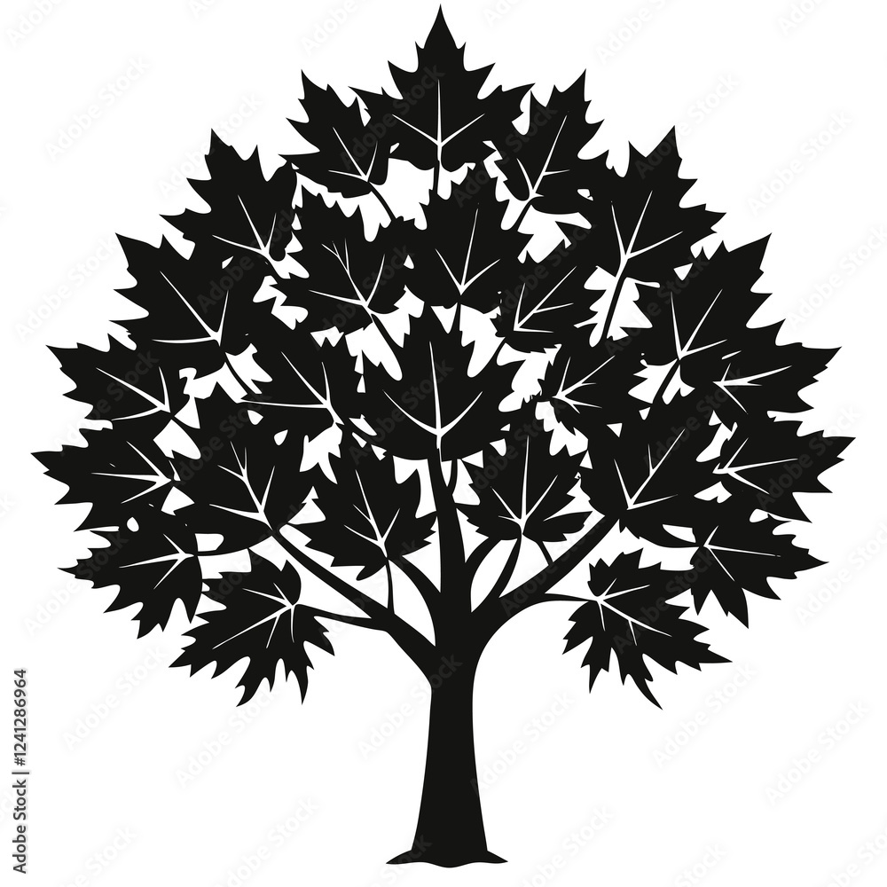 Obraz premium silhouette vector of a maple tree