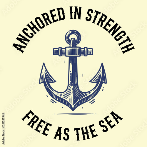 anchored in strength design vector illustration