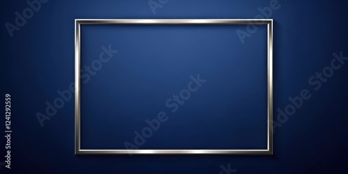A vibrant dark blue navy background serves as the canvas for an abstract square silver frame that adds a touch of elegance and sophistication to any scene, wall art, decoration