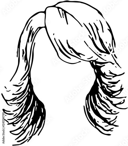 Hairstyle. Hand drawn vector isolated sketch.