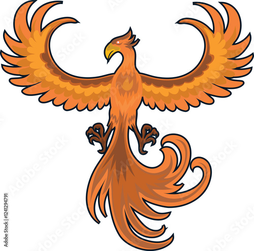 Hand drawn phoenix concept logo design vector