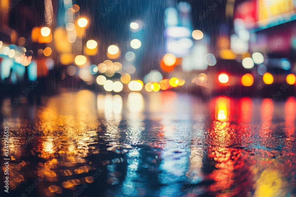 wet street illuminated by soft bokeh lights, creating a dreamy, atmospheric scene that captures the essence of urban nightlife and tranquility after rain wet street illuminated by soft bokeh lights, creating a dreamy, atmospheric scene that captures the essence of urban nightlife and tranquility after rain