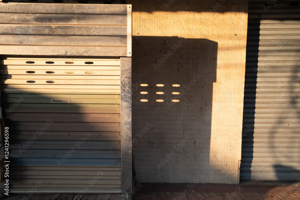 Shadow in front of the old building