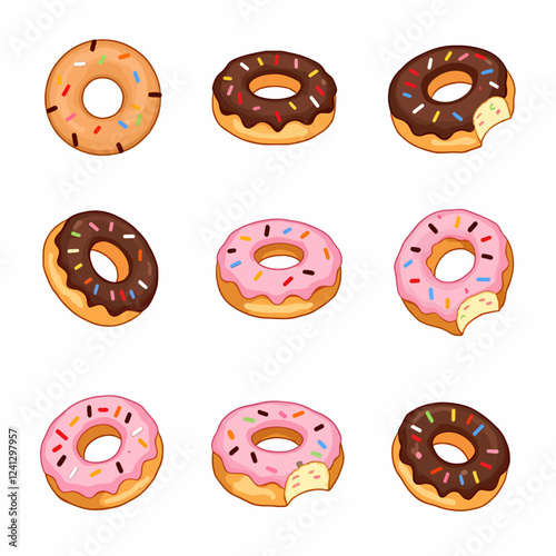 set of donuts isolated