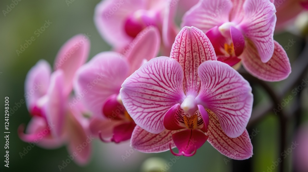 A close-up of freshly bloomed orchids showcasing their vibrant colors A close-up of freshly bloomed orchids showcasing their vibrant colors