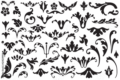 Vector set: vintage calligraphic design elements and page decoration for retro design with old ornaments.
