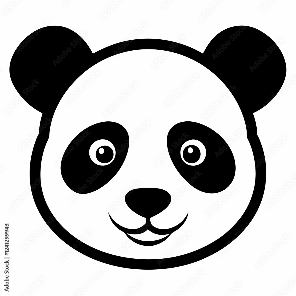 Panda Face Silhouette Vector Artwork Panda Face Silhouette Vector Artwork
