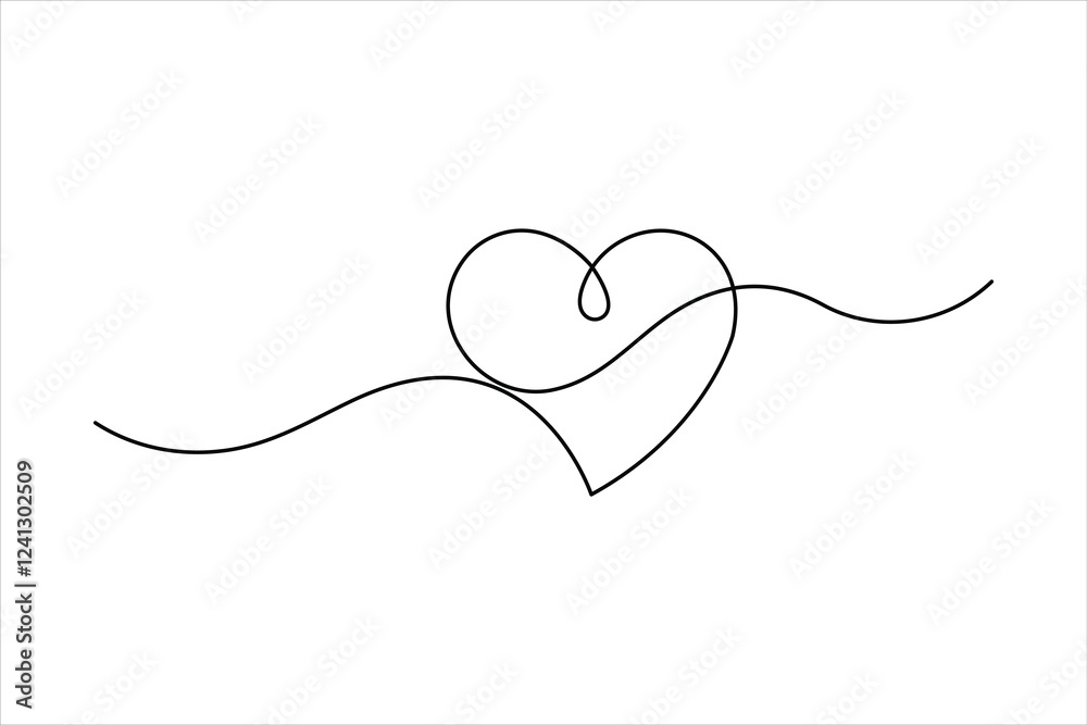 Continuous one line art drawing love hand drawn vector illustration heart valentine's day Continuous one line art drawing love hand drawn vector illustration heart valentine's day