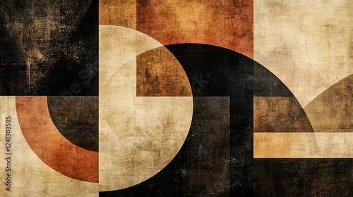 Abstract geometric patterns in earthy tones create a captivating visual experience suitable for modern decor
