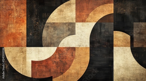 Abstract design featuring geometric shapes and earthy colors in a modern art style