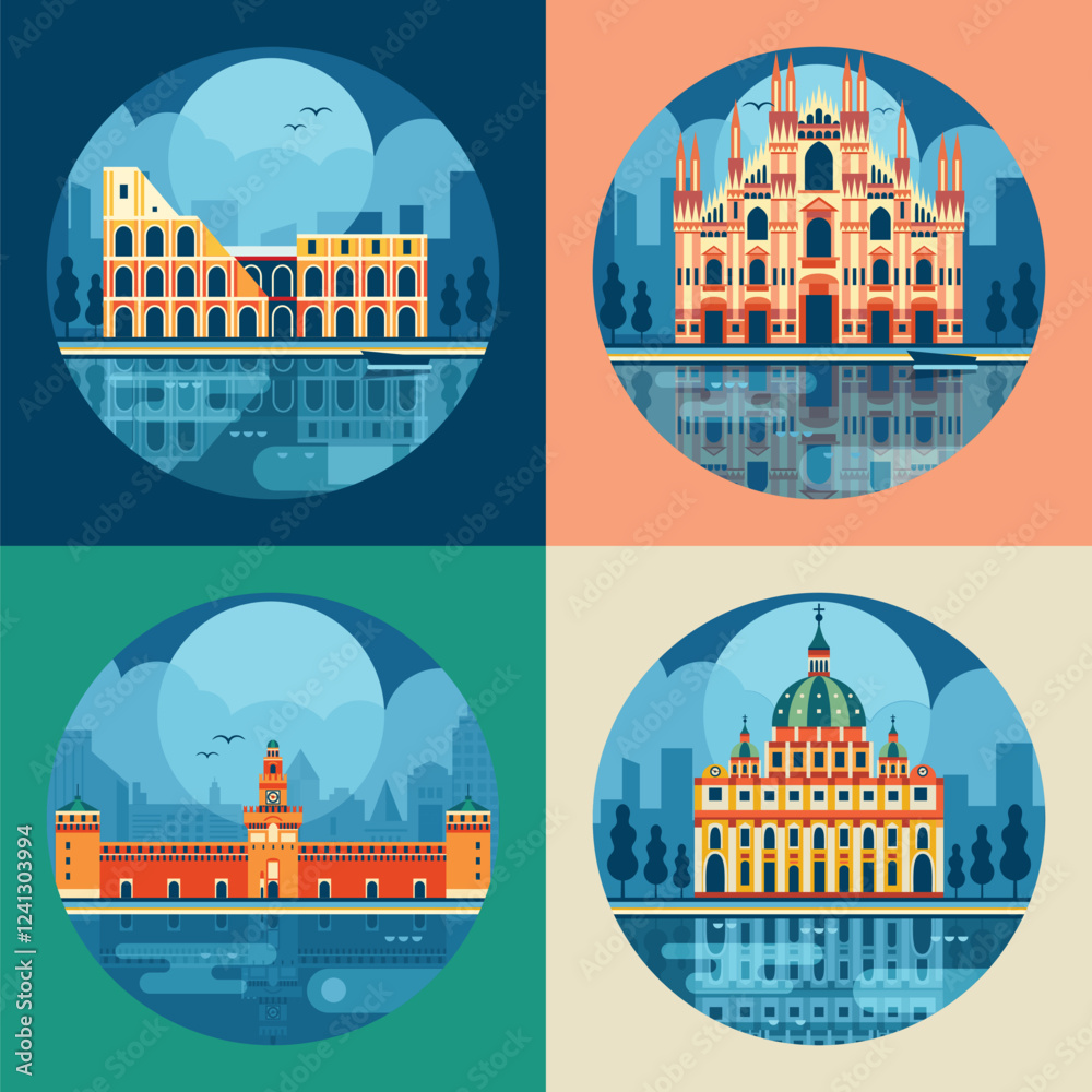 Italy Travel Scenes with Italian Monuments
