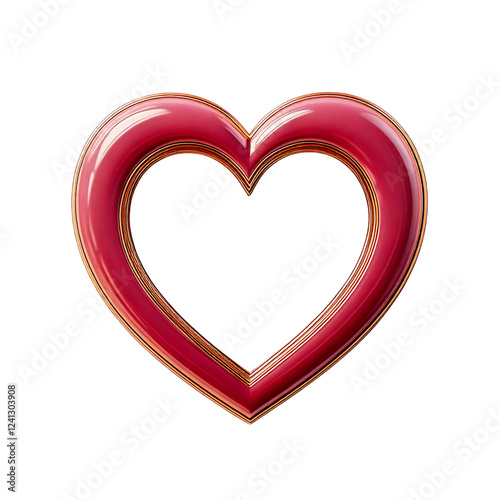 Pink heart-shaped photo frame isolated on a transparent background; PNG