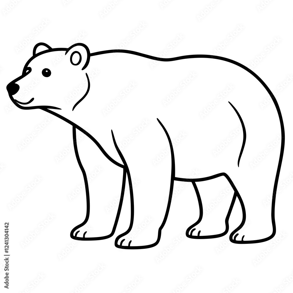 Polar Bear One-Line Vector Illustration Polar Bear One-Line Vector Illustration