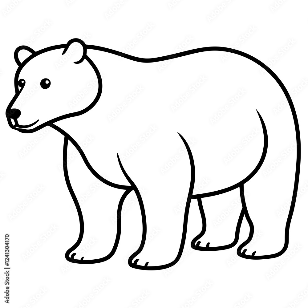 Polar Bear One-Line Vector Illustration Polar Bear One-Line Vector Illustration
