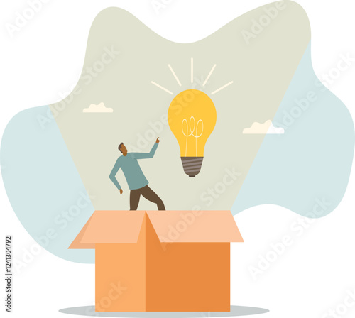 Think outside the box, creativity to create different business idea or motivation and innovation.business concept.flat character.