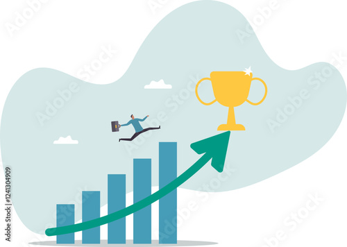 Business winner, achievement or prize, success or victory, challenge or business mission, career goal or stair to success .business concept.flat character.