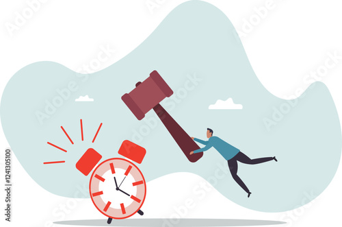 Procrastination postpone to get thing done later, too tight business deadline or cannot finish work in time.business concept.flat character.