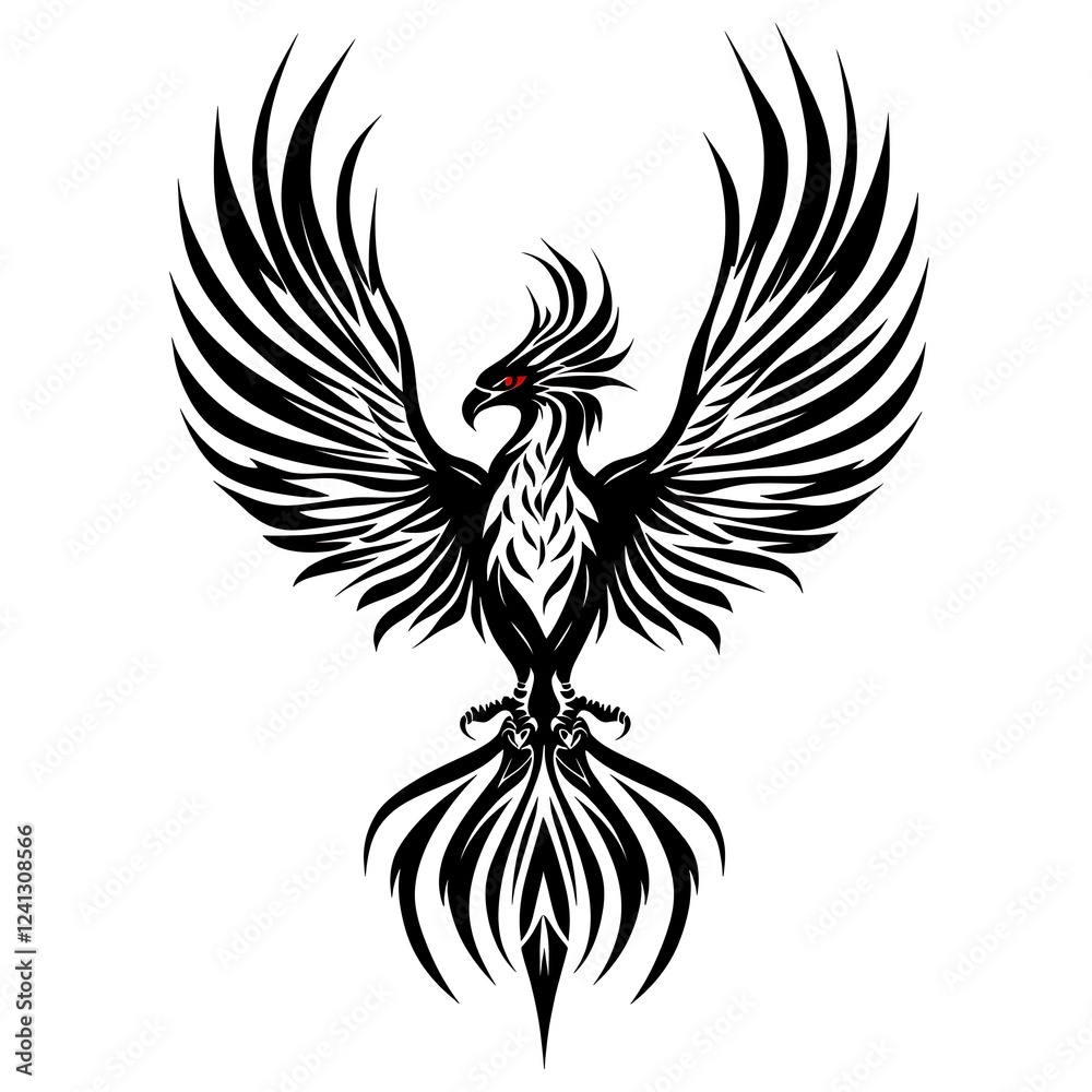 Obraz premium Phoenix, mythical bird, graphic design, symbol of rebirth, abstract art